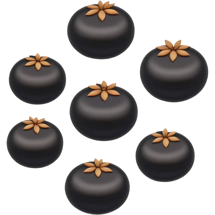 6 black lentils, simple, clear, round, shiny emoji