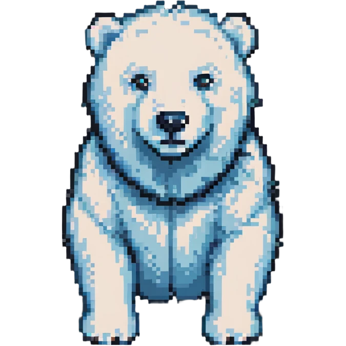 pixel art polar bear, simple and cute emoji
