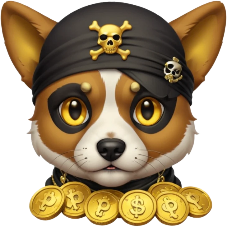 i want to create a dog like from cyberpunk with one eye, a pirate one and he looks greedy with golden coins emoji