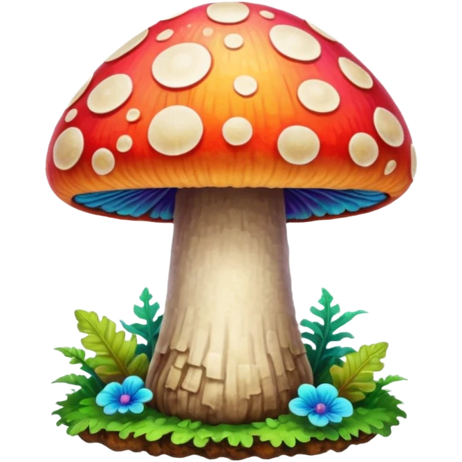 psychodelic mushroom single simple colorful harvested emoji