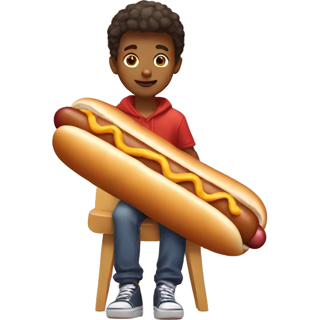 boy sitting on a hot dog emoji
