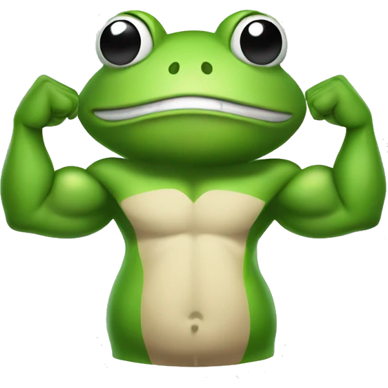 Buff cartoon frog flexing arms  emoji