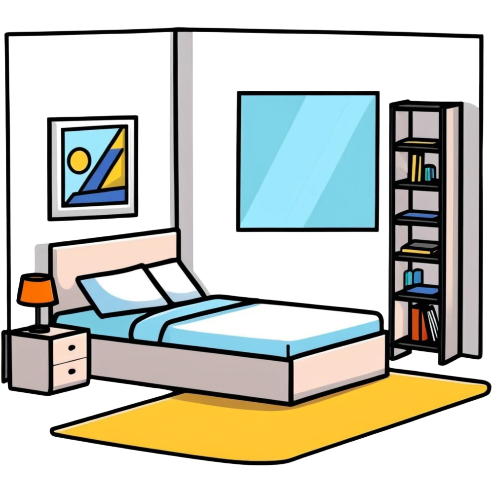 large bedroom with beautiful decorations, string lights, canopy bed, decorative elements emoji
