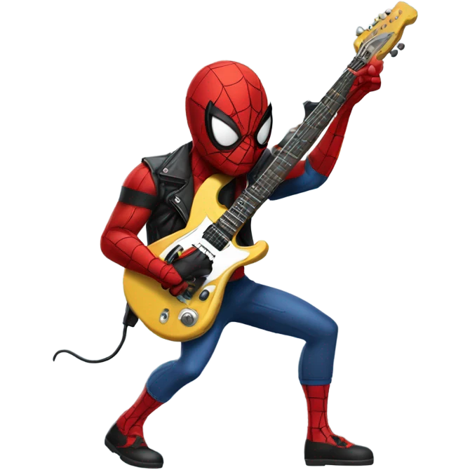 Spider-man playing electro guitar, punk emoji