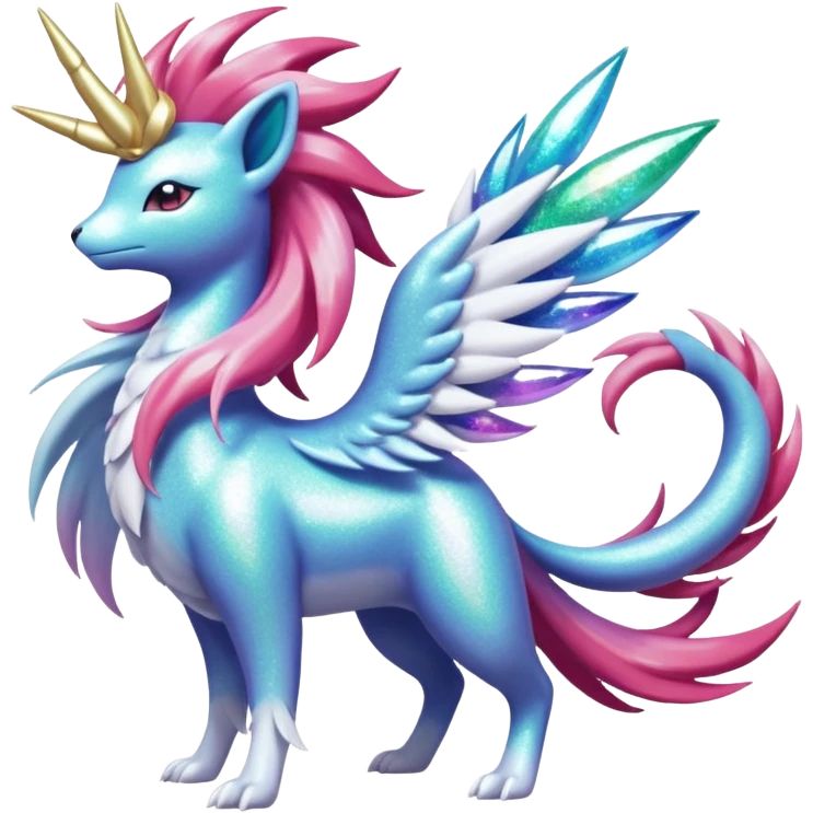Celestial Magical sparkly shiny glittery Shaymin-Suicune-Milotic-Amaura-Pokémon-Fakémon-fusion, full body emoji
