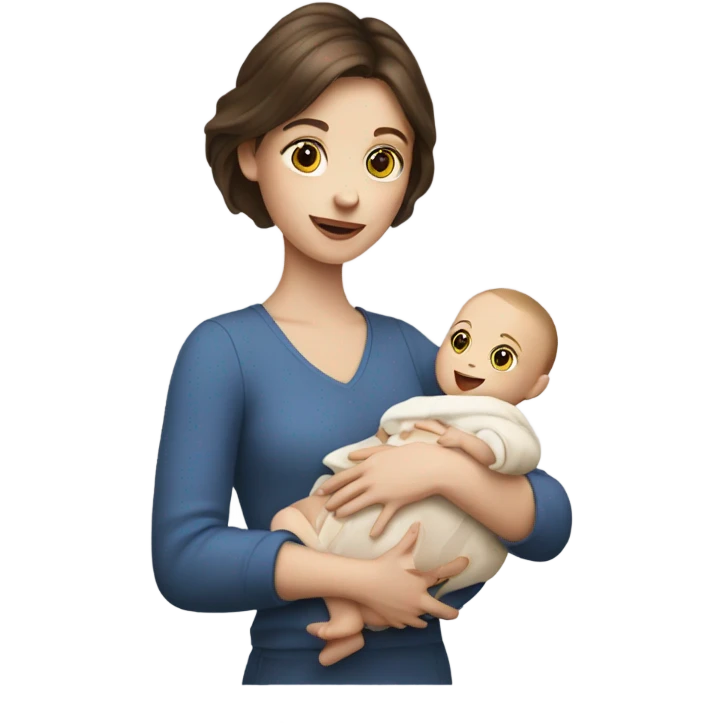 pale brunette girl holding a baby emoji
