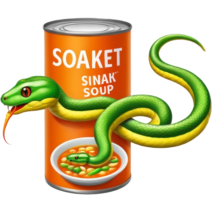 Can of soup with a snake  emoji