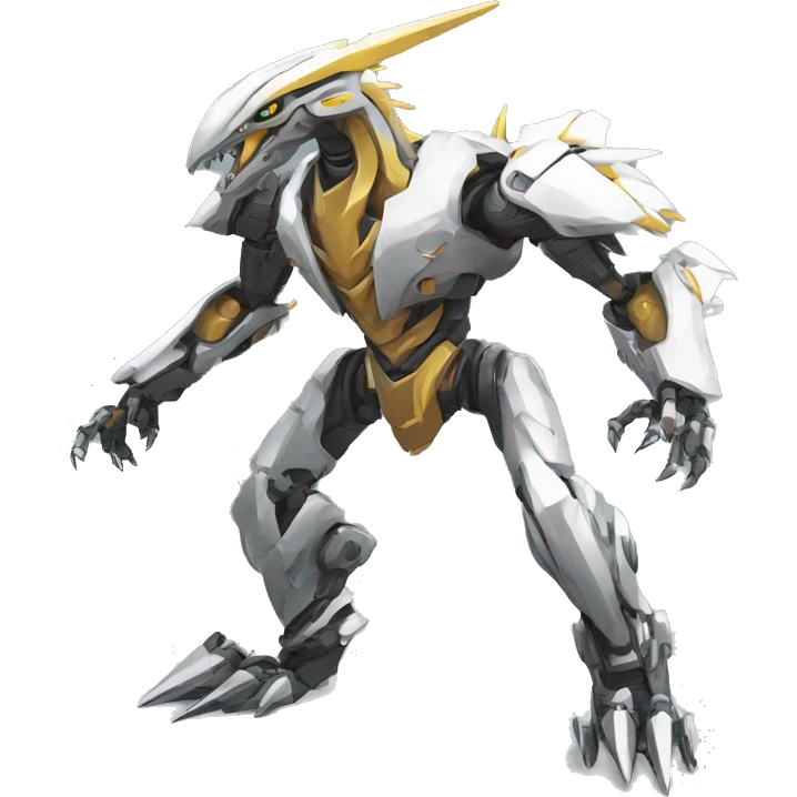 a futuristic mechanical spiky Medabot-raptor-dragon full body emoji