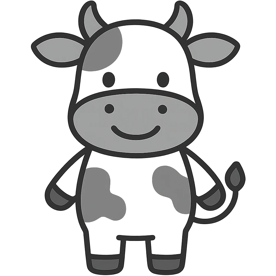 smiling cow, 2d flat monotone icon style, minimal color, simple shapes emoji