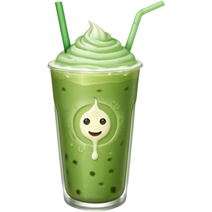 iced matcha latte with a straw in the middle emoji