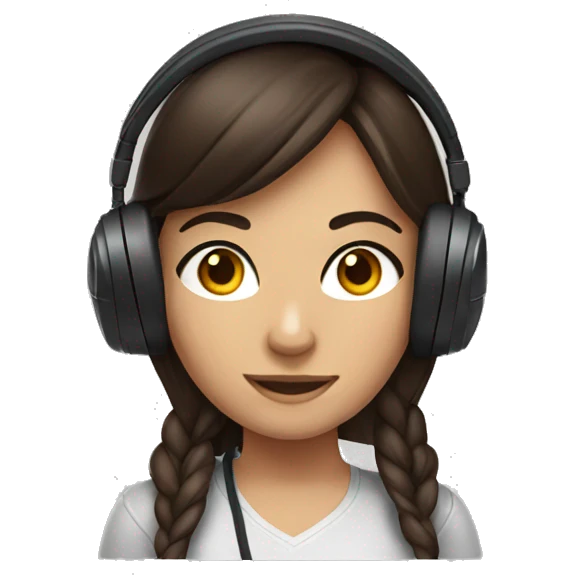 brunette girl wearing a gaming headset emoji
