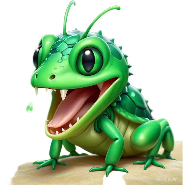 Cinematic Cute Yawning Green Bugdie Portrait Emoji, Head tilted slightly with a dramatic, wide-open yawn, showcasing a smooth, vibrant emerald exoskeleton with delicate patterns and tiny drooping antennae, round multifaceted eyes barely open in drowsy contentment, Simplified yet irresistibly adorable features, highly detailed, glowing with a soft, cozy glow, high shine, relaxed yet expressive, stylized with a touch of whimsy, bright and endearing, soft glowing outline, capturing the essence of a sleepy yet endearing insect, so drowsy it feels like it could stretch out of the screen and curl up for a nap! emoji