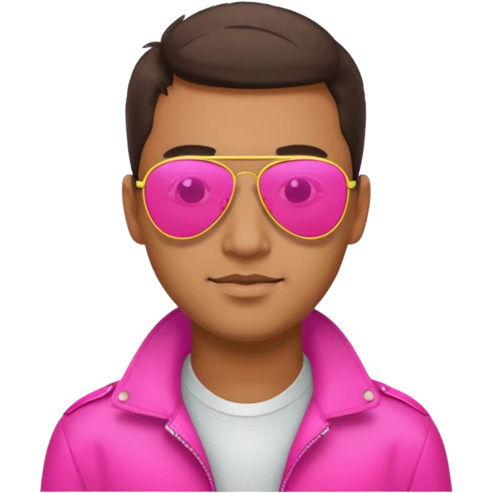 man wearing reflective neon pink aviator sunglasses emoji