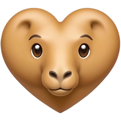 “Create a heart emoji in a camel color (light brown with warm undertones). The heart should have a soft, smooth, and slightly glossy appearance, similar to the default heart emoji but in a warm camel shade.” emoji