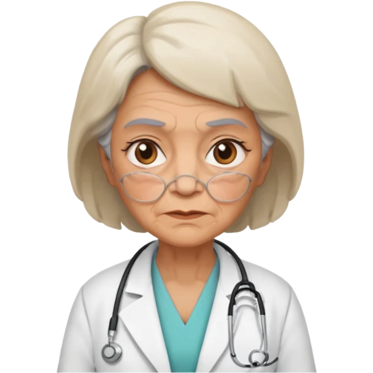 old grumpy woman doctor emoji