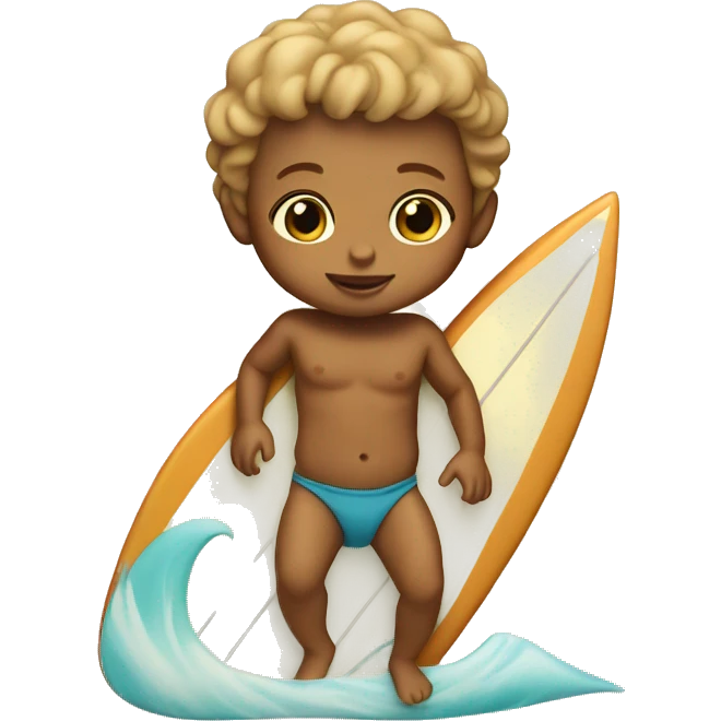 tan baby on a surfboard emoji