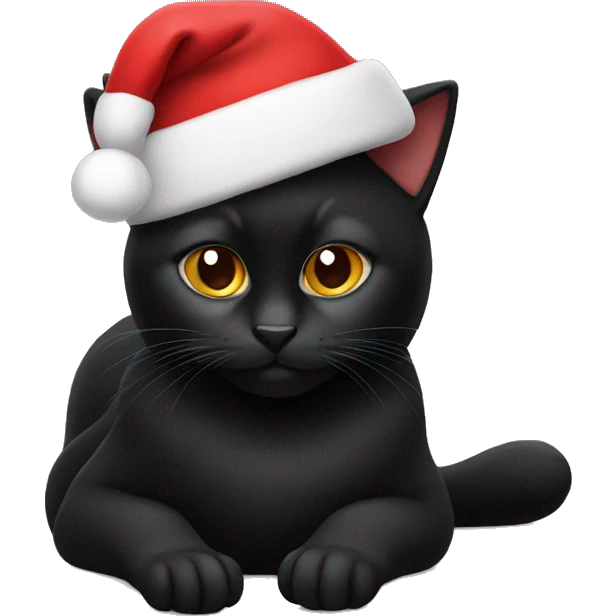 One Black cat wearing Santa hat emoji