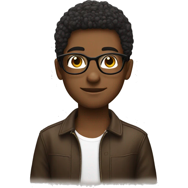 ado, cheveux brun,  lunettes, yeux marron  emoji