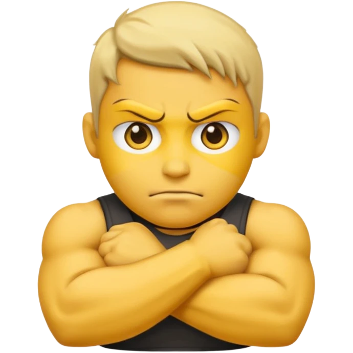 emoji head mad with buff crossed arms emoji