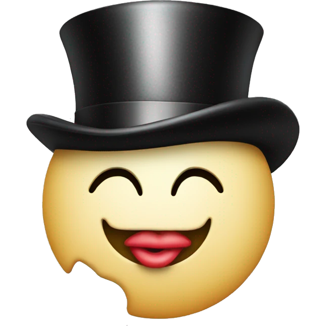 kiss face with top hat emoji