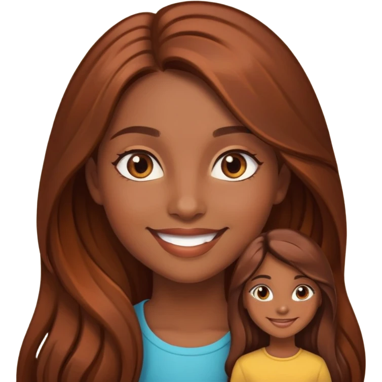 Chica morena de pelo largo cobrizo chocolate de ojos cafés claros y sonrisa linda  emoji