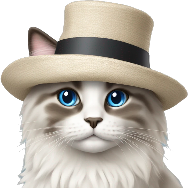 Ragdoll cat with hat emoji