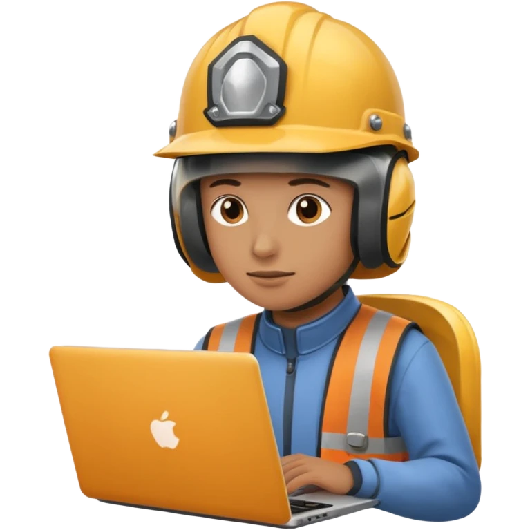 Person mit Helm, Laptop vor sich emoji