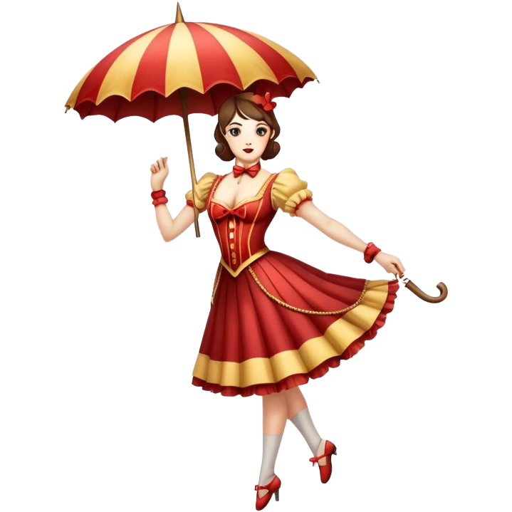 Vintage circus tightrope walker holding parasol emoji