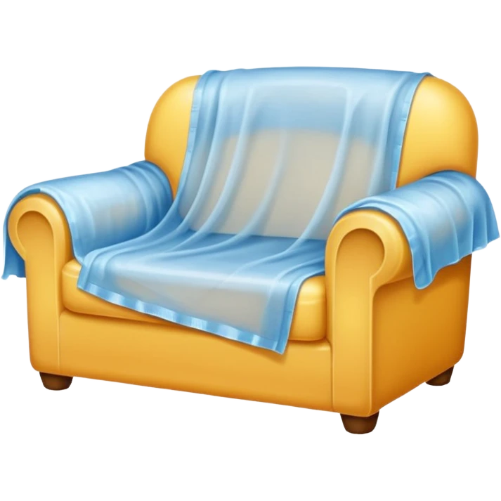 Furniture covered with a plastic drop cloth  emoji