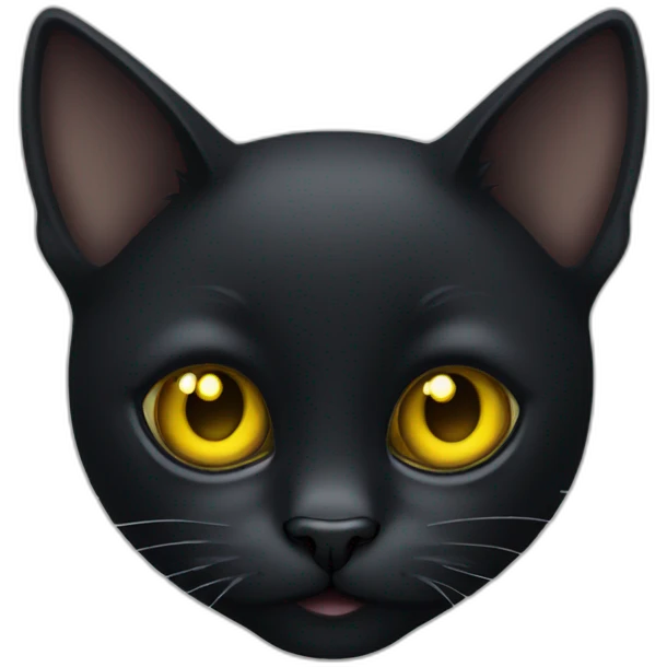 Black cat face with yellow eyes and left clipped ear emoji