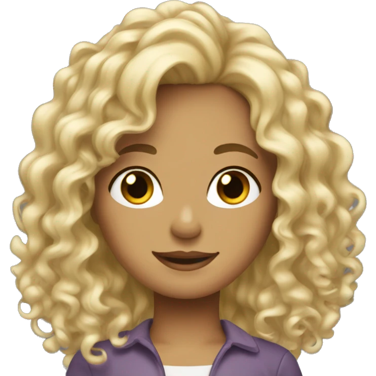 Curly blonde girl who has brown roots in the industry emoji