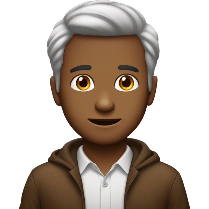 Menino com cabelo castanho e com olhos marrom emoji