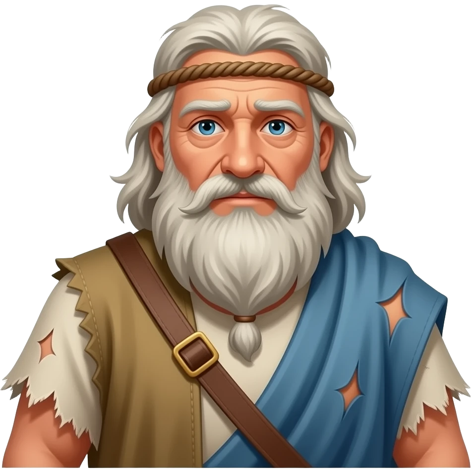 A poor old full bodied man wearing tattered clothes from Bible times emoji