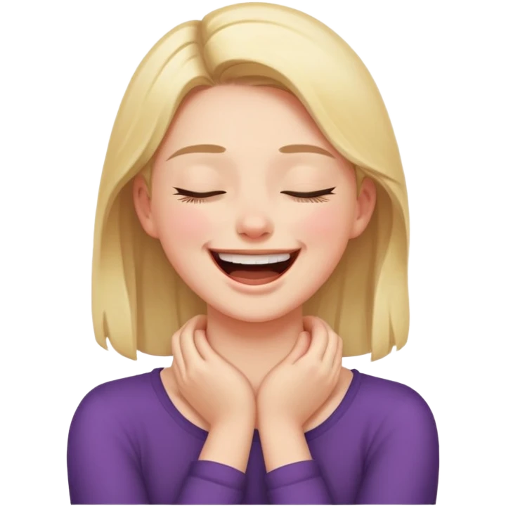 girl with hands on neck crossed laughing eyes closed emoji