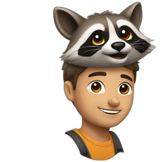 Guy on the back of a raccoon emoji