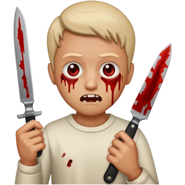 Insane scared injured person with a knife in the classic emoji style  emoji