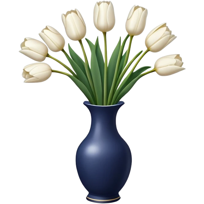 White tulips in a navy vase  emoji