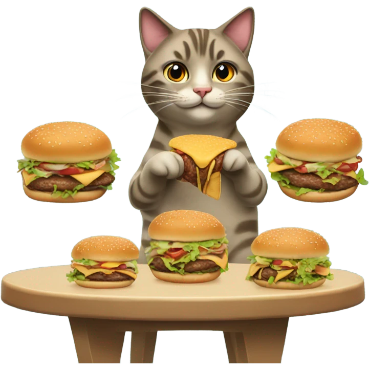 Cats eating burgers emoji