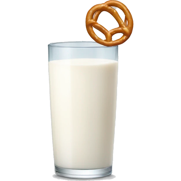 A glass of milk with a pretzel emoji