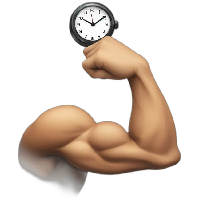ONE BICEP ARM EMOJI COMBINED WITH CLOCK emoji