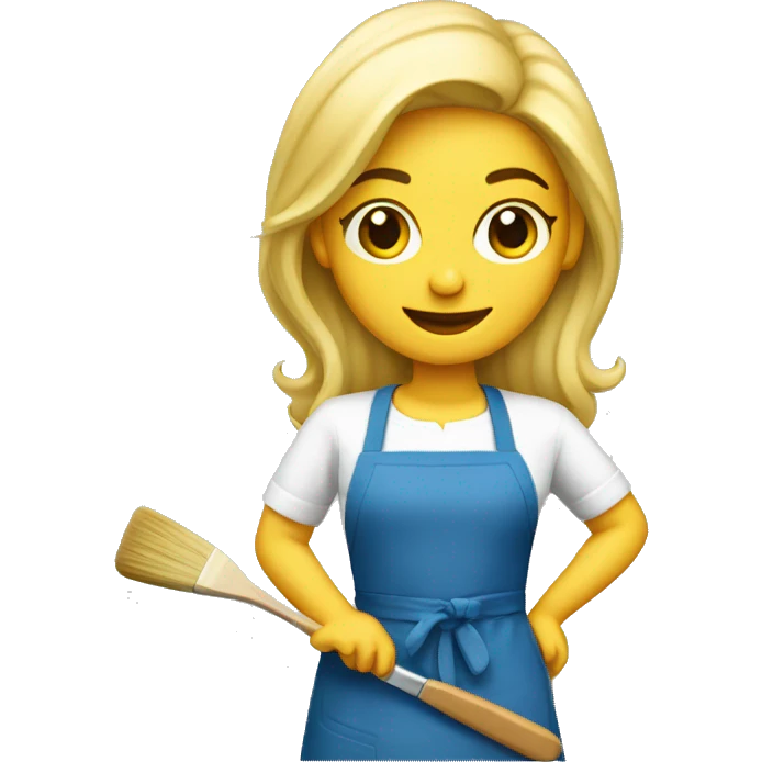 blond artist with apron and paintbrush emoji