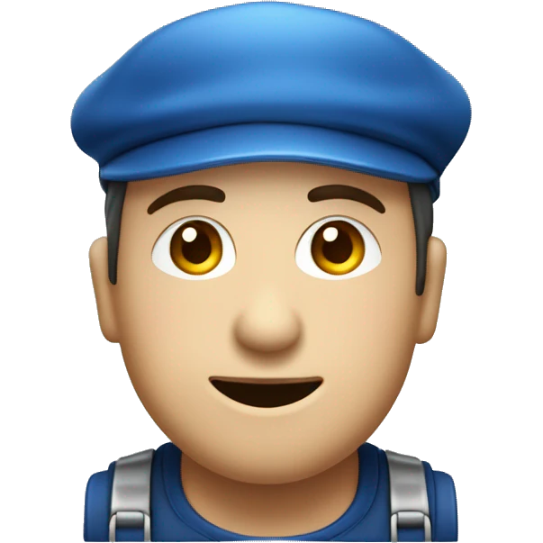 Contrôleur de trains habillé en rouge et bleu avec béret  emoji