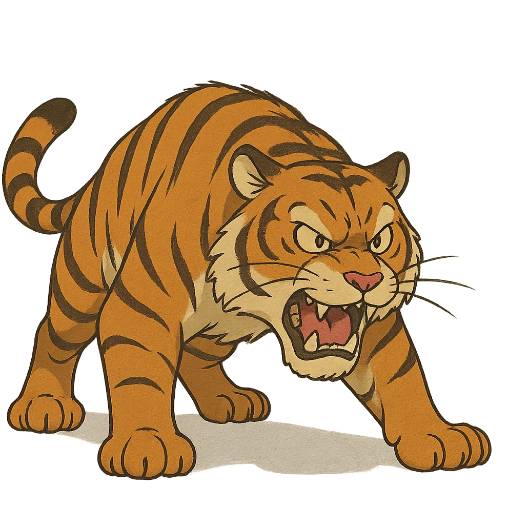 ghibli style angry tiger emoji