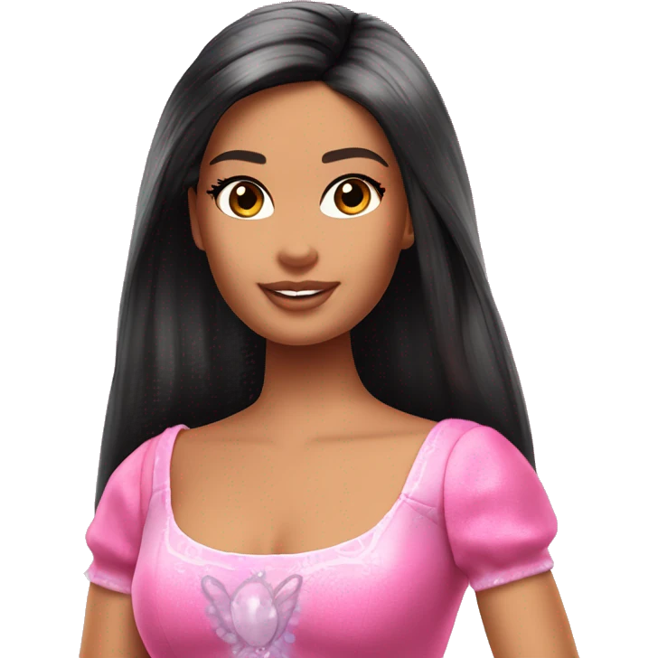 Attractive Barbie perfect face tan fairy princess short black hair half up half down short hair length emoji