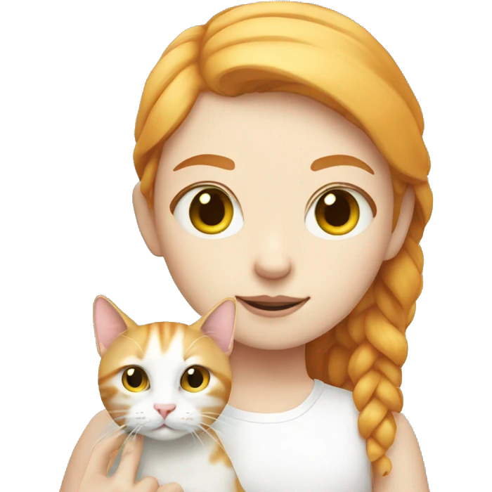 White Ginger Girl with a white cat emoji