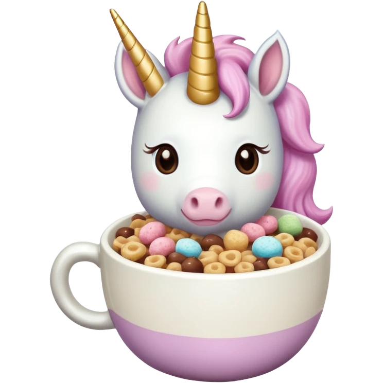 unicorn drinking Cocoa Puff cereal emoji