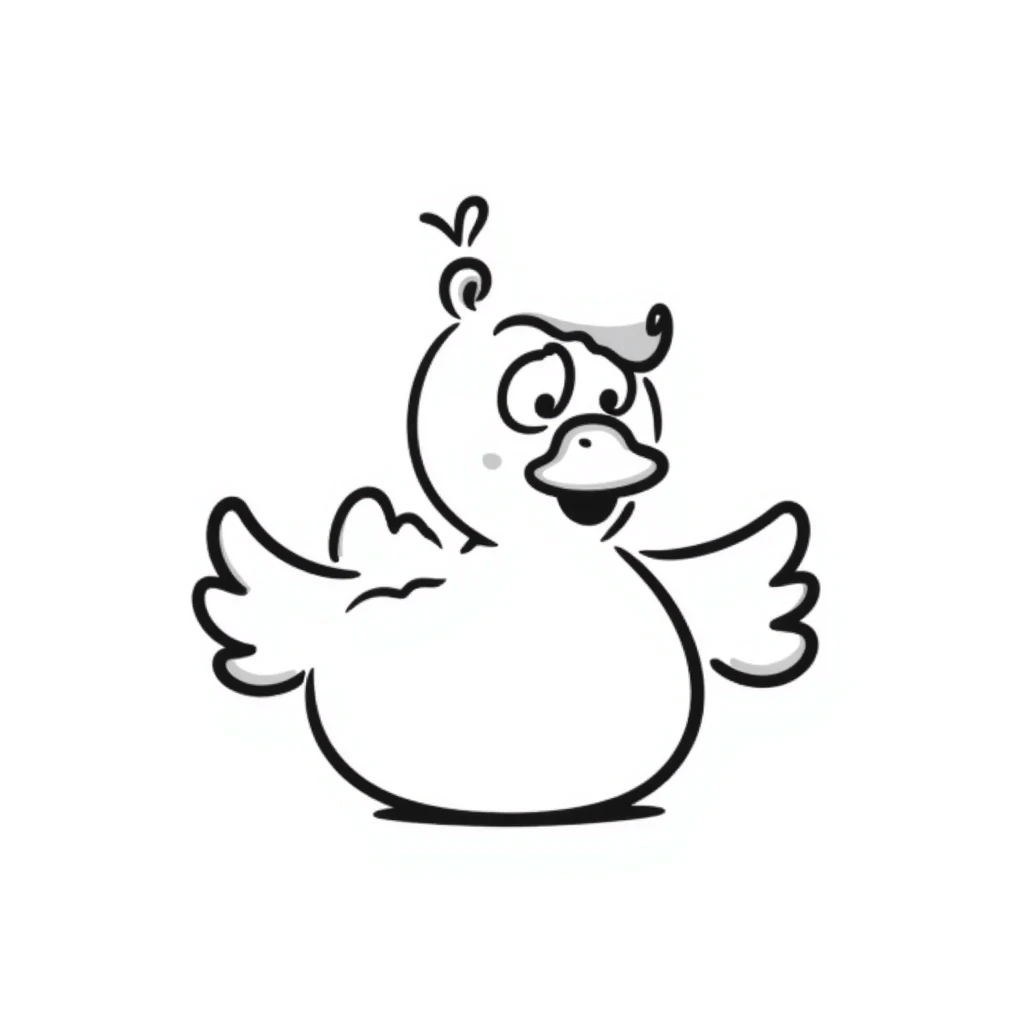 A hand-drawn rubber duck with a silly cute expression and tiny wings emoji
