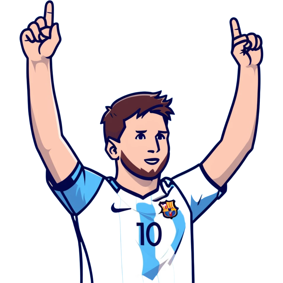 lionel messi celebrating with arms raised wearing a blue and white jersey emoji