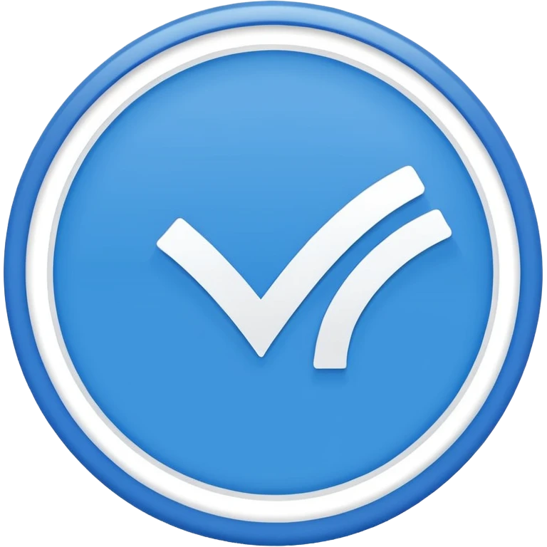 Simple icon, blue circle with a white checkmark in the center, clean white background, flat design, minimal style, clear and sharp, no text, no shadow. emoji