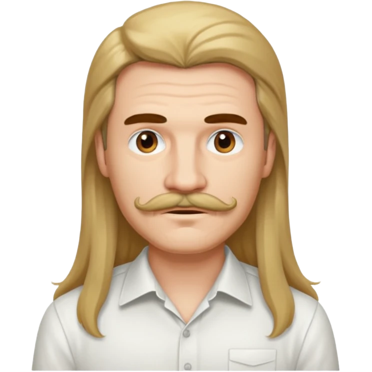 mustached man with long hair and white shirt emoji